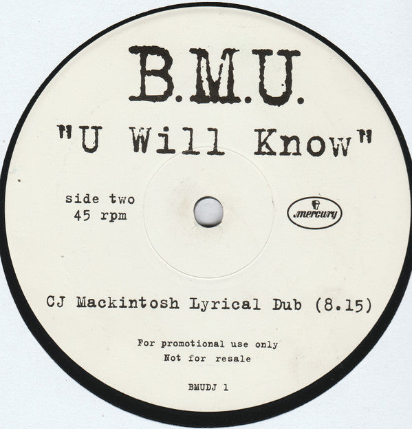 B.M.U. - U Will Know (12", Promo)