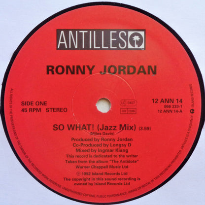 Ronny Jordan : So What! (12", Single)