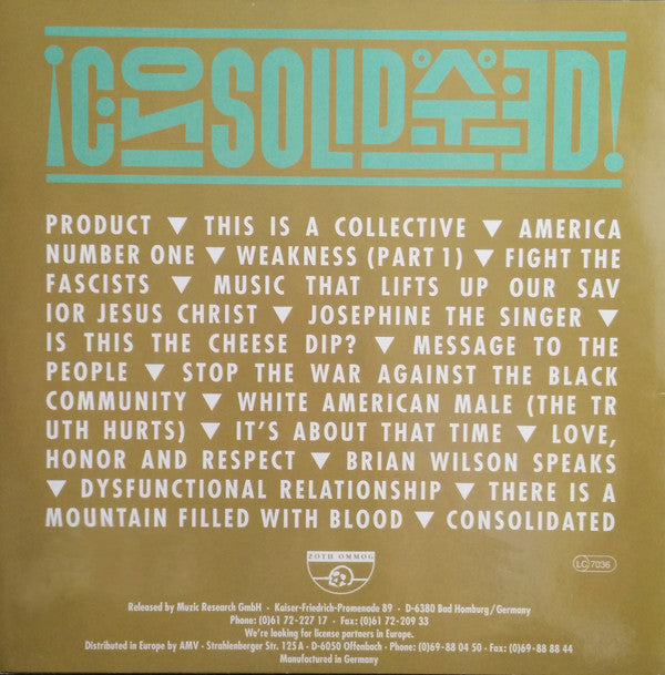Consolidated : The Myth Of Rock (LP, Album)