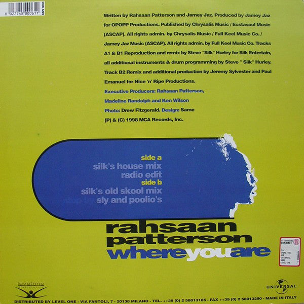 Rahsaan Patterson : Where You Are (12")