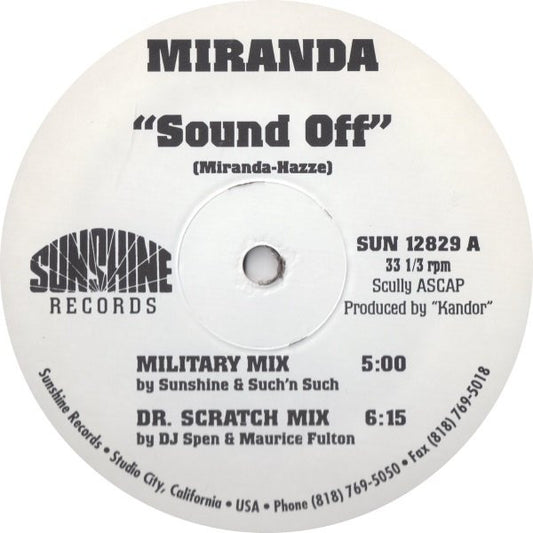 Miranda (3) : Sound Off (12", Promo)