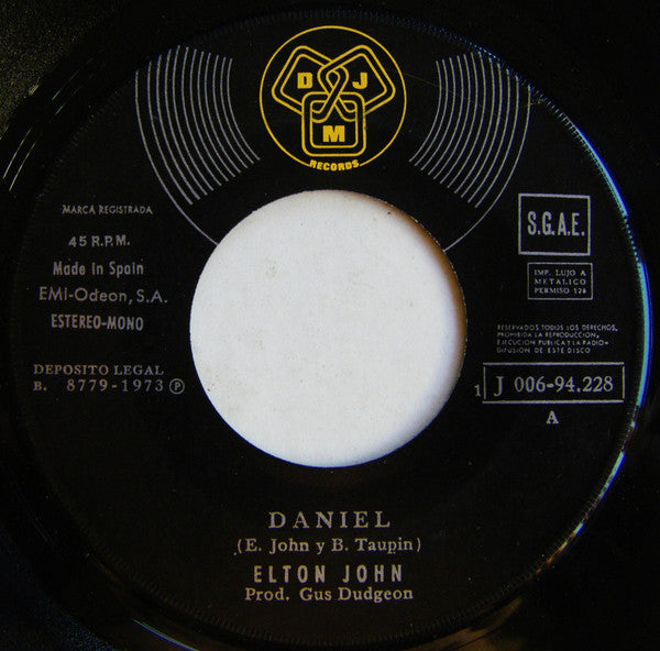 Elton John : Daniel (7", Single)
