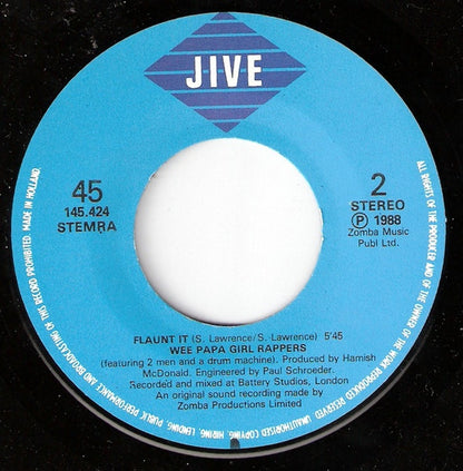 The Wee Papa Girl Rappers* Featuring 2 Men And A Drum Machine* - Heat It Up (7", Single)