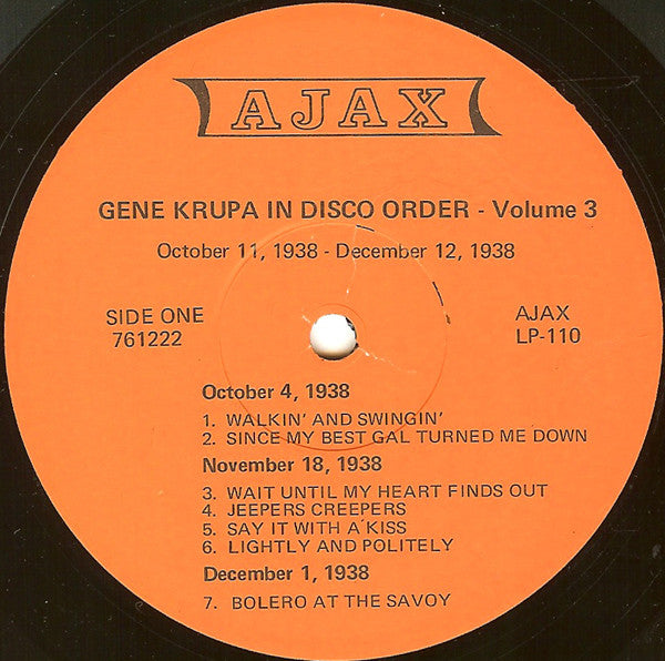 Gene Krupa : Gene Krupa In Disco Order - Volume 3 (LP, Comp)