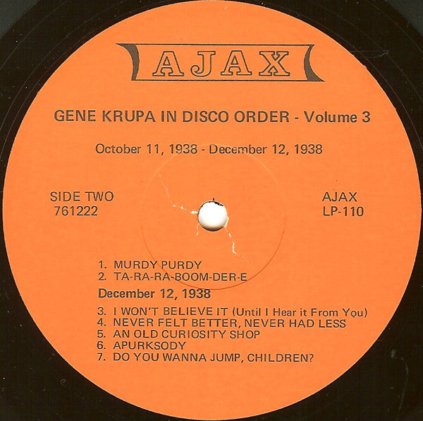 Gene Krupa : Gene Krupa In Disco Order - Volume 3 (LP, Comp)