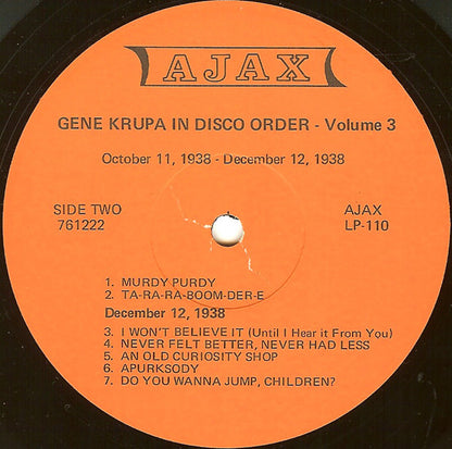 Gene Krupa : Gene Krupa In Disco Order - Volume 3 (LP, Comp)