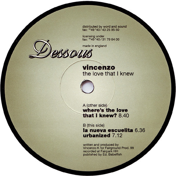 Vincenzo : The Love That I Knew (12")