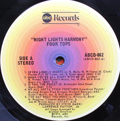 Four Tops - Night Lights Harmony (LP, Album)