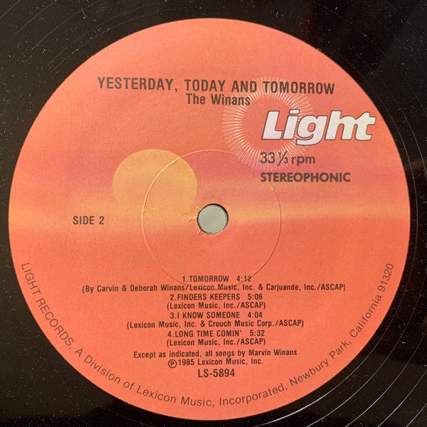 The Winans : Yesterday, Today & Tomorrow - The Best Of The Winans (LP, Comp)