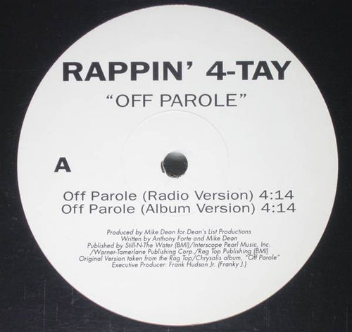 Rappin' 4-Tay - Off Parole (12", Promo)