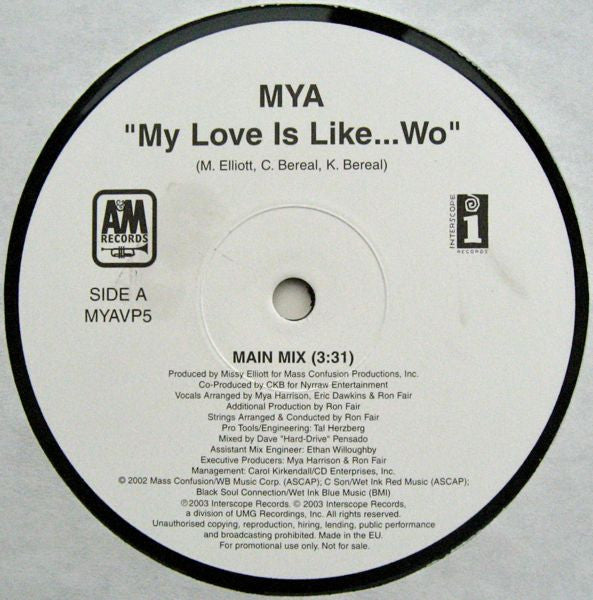 Mya - My Love Is Like...Wo (12", Promo)