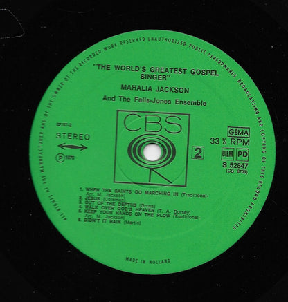 Mahalia Jackson, The Falls-Jones Ensemble : The World's Greatest Gospel Singer (LP, Album, RE)