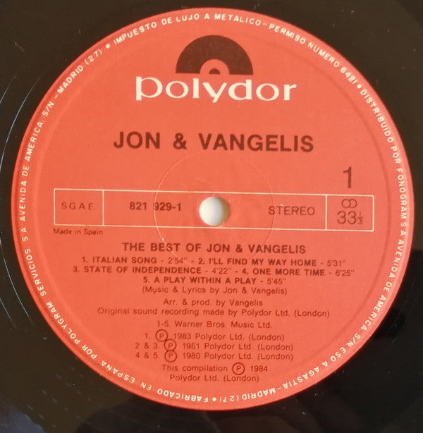 Jon & Vangelis : The Best Of Jon And Vangelis (LP, Comp)