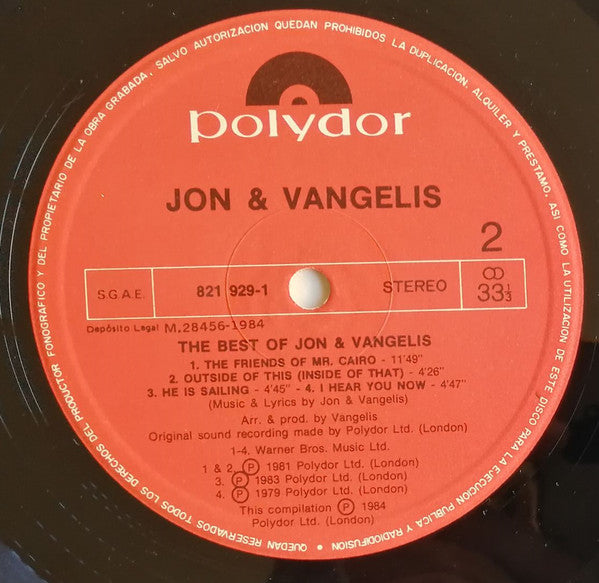 Jon & Vangelis : The Best Of Jon And Vangelis (LP, Comp)