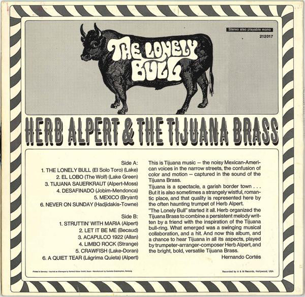 Herb Alpert & The Tijuana Brass : The Lonely Bull (LP, Album, RP)