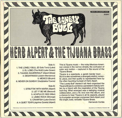 Herb Alpert & The Tijuana Brass : The Lonely Bull (LP, Album, RP)