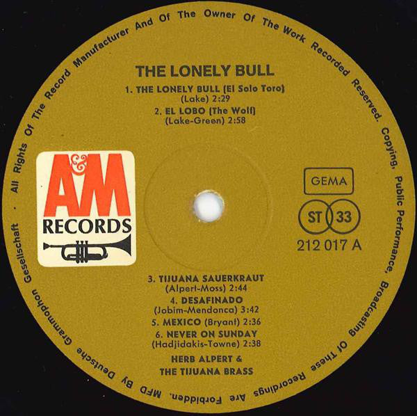 Herb Alpert & The Tijuana Brass : The Lonely Bull (LP, Album, RP)