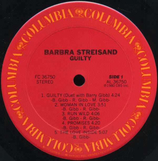 Barbra Streisand : Guilty (LP, Album, San)