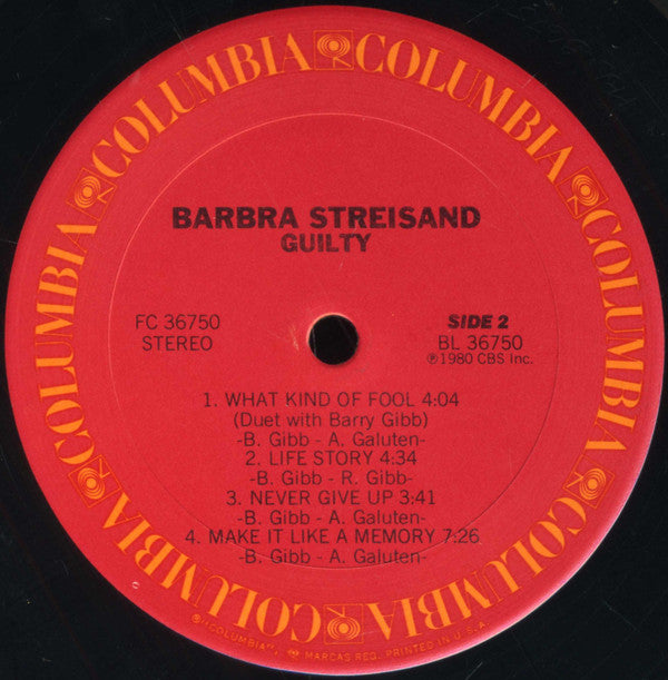 Barbra Streisand : Guilty (LP, Album, San)