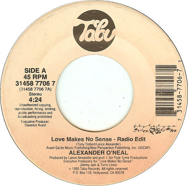 Alexander O'Neal : Love Makes No Sense (7")