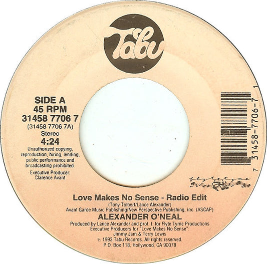 Alexander O'Neal : Love Makes No Sense (7")