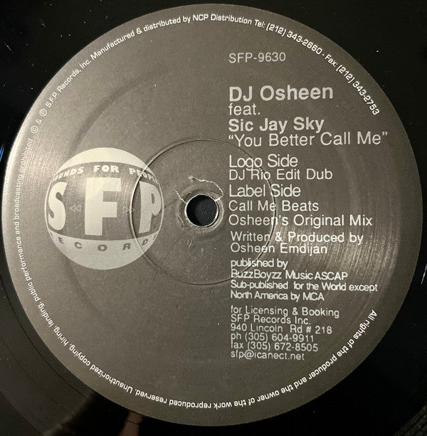 DJ Osheen* : You Better Call Me (12")