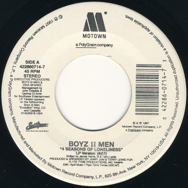 Boyz II Men : 4 Seasons Of Loneliness (7")