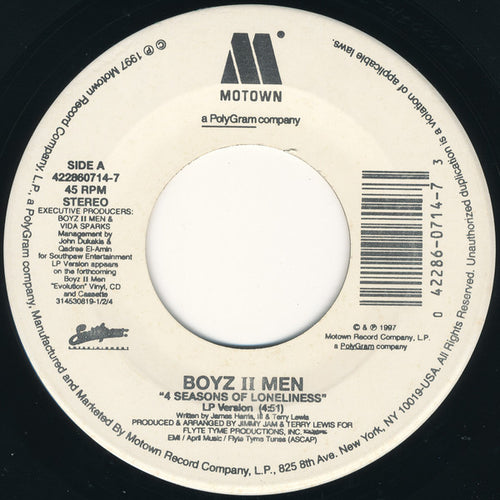 Boyz II Men : 4 Seasons Of Loneliness (7")