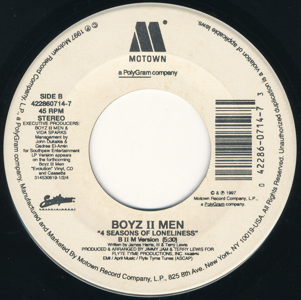 Boyz II Men : 4 Seasons Of Loneliness (7")