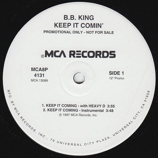 B.B. King : Keep It Comin' (12", Promo)