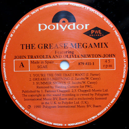 John Travolta & Olivia Newton-John - The Grease Megamix (12", Maxi, P/Mixed)