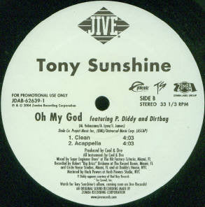 Tony Sunshine Featuring P. Diddy And Dirtbag - Oh My God (12", Promo)