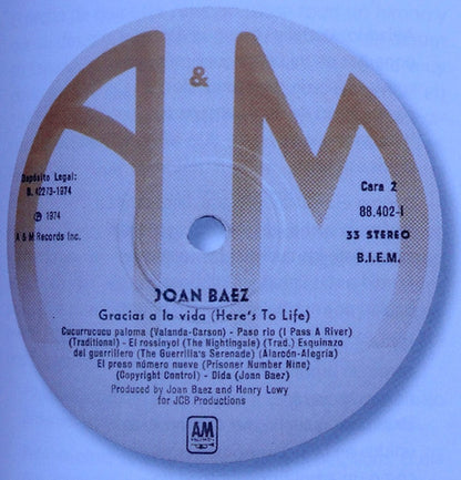 Joan Baez : Gracias A La Vida (Here's To Life) (LP, Album)