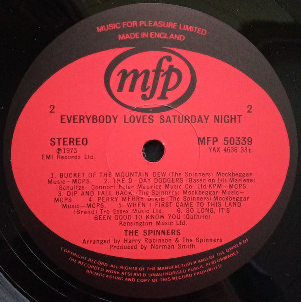 The Spinners : Everybody Loves Saturday Night (LP, Album, RE)