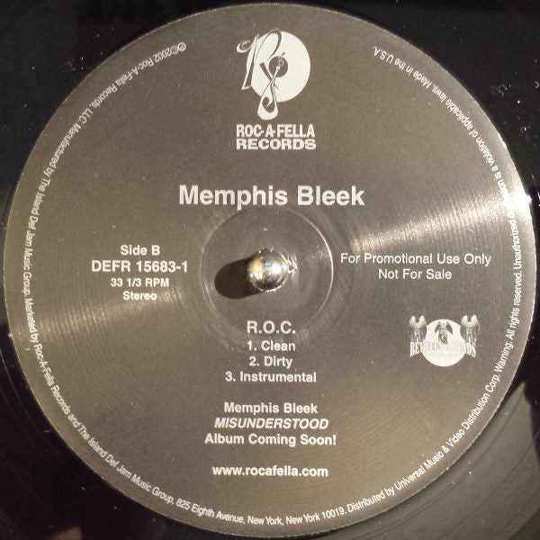 Memphis Bleek : 1, 2 Y'All / R.O.C. (12", Promo)