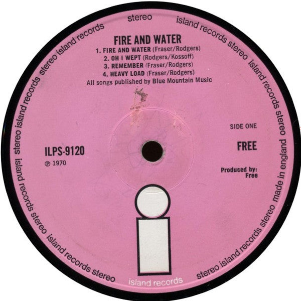 Free - Fire And Water (LP, Album, Pin)