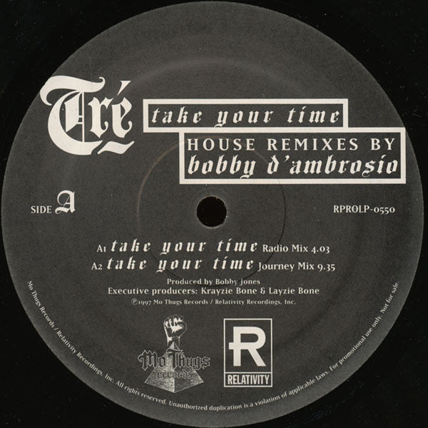 Tré : Take Your Time (House Remixes By Bobby D'Ambrosio) (12", Promo)