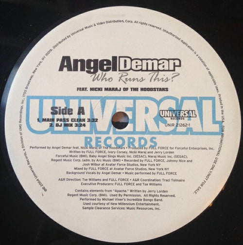 Angel Demar Featuring Nicki Maraj* - Who Runs This? (12", Promo)