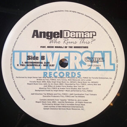 Angel Demar Featuring Nicki Maraj* - Who Runs This? (12", Promo)