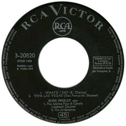 Elvis Presley : Canta: What'd I Say / Viva Las Vegas / Bésame Pronto / Sospecha (7", EP)