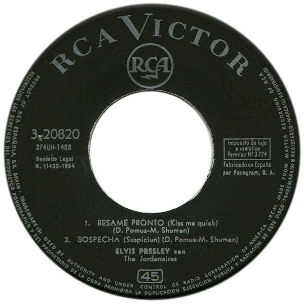 Elvis Presley : Canta: What'd I Say / Viva Las Vegas / Bésame Pronto / Sospecha (7", EP)