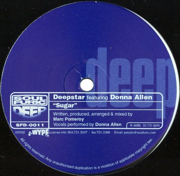 Deepstar Featuring Donna Allen - Sugar (12")