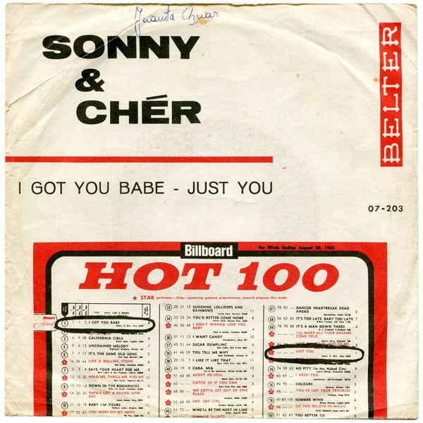 Sonny & Cher : I Got You Babe (7", Single)