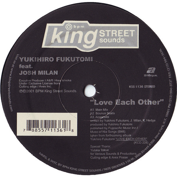 Yukihiro Fukutomi - Love Each Other / Play Back (12")
