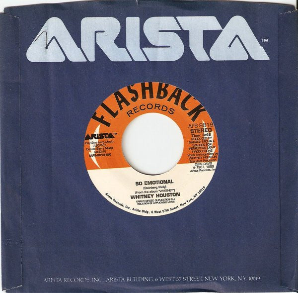 Whitney Houston : So Emotional / For The Love Of You (7", RE)