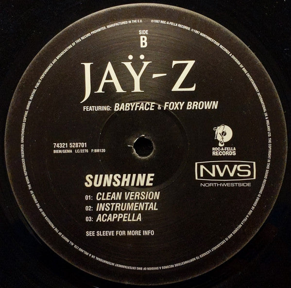 Jay-Z Featuring: Babyface & Foxy Brown : Sunshine (12")