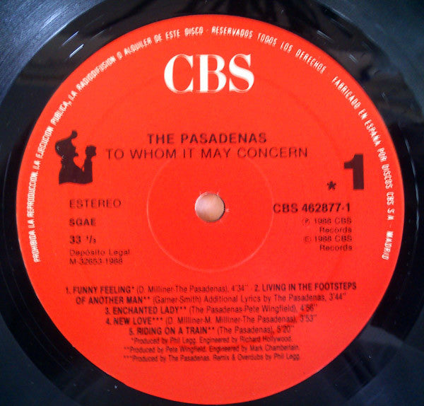 The Pasadenas : To Whom It May Concern (LP, Album)