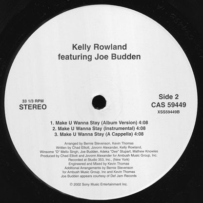 Kelly Rowland Featuring Joe Budden - Make U Wanna Stay (12", Promo)