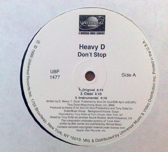 Heavy D : Don't Stop / On Point (12")