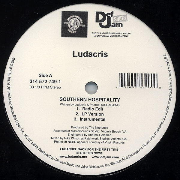Ludacris : Southern Hospitality / Catch Up (12")